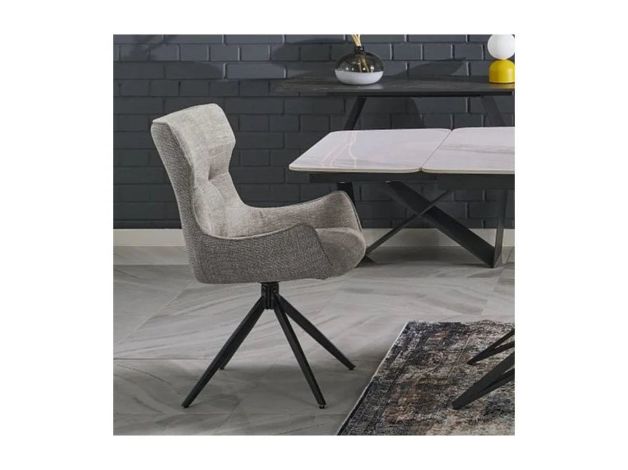 Chaise design en tissu gris - pieds métal 4 branches BEATRIX