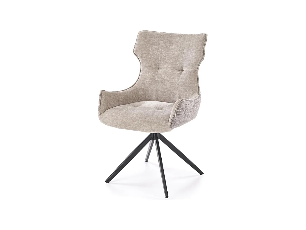 Chaise design en tissu gris - pieds métal 4 branches BEATRIX