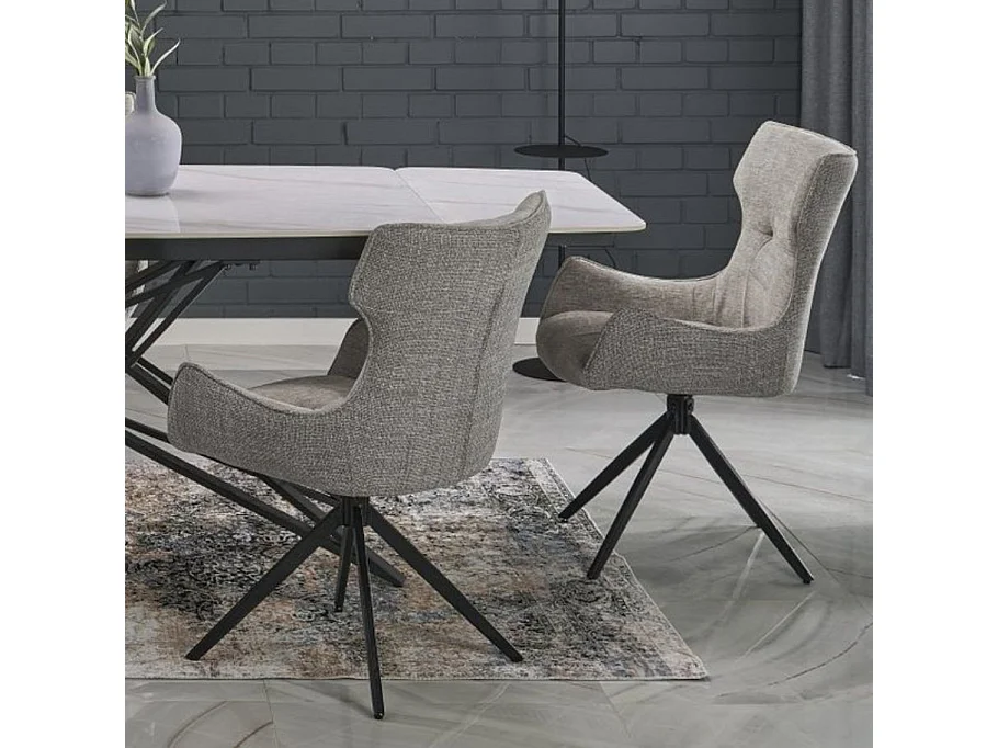 Chaise design en tissu gris - pieds métal 4 branches BEATRIX