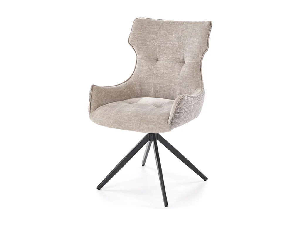 Chaise design en tissu gris - pieds métal 4 branches BEATRIX