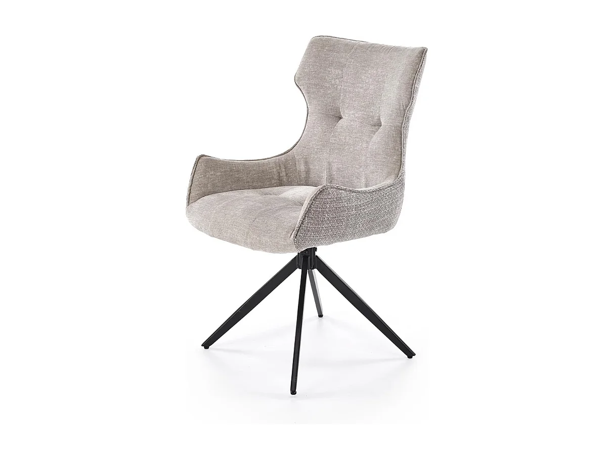 Chaise design en tissu gris - pieds métal 4 branches BEATRIX