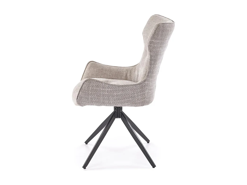 Chaise design en tissu gris - pieds métal 4 branches BEATRIX