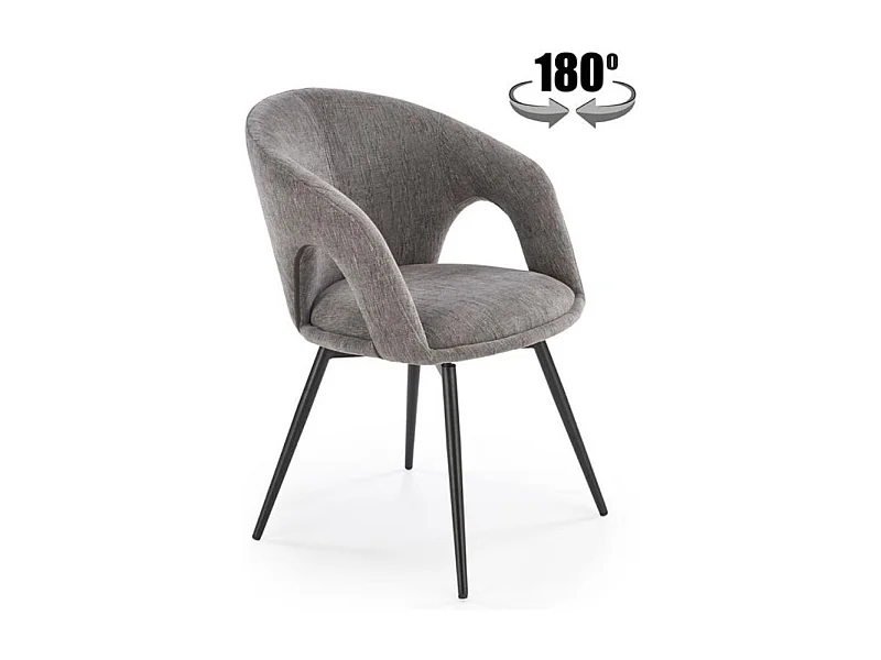 Chaise pivotante design grise en tissu Melaine