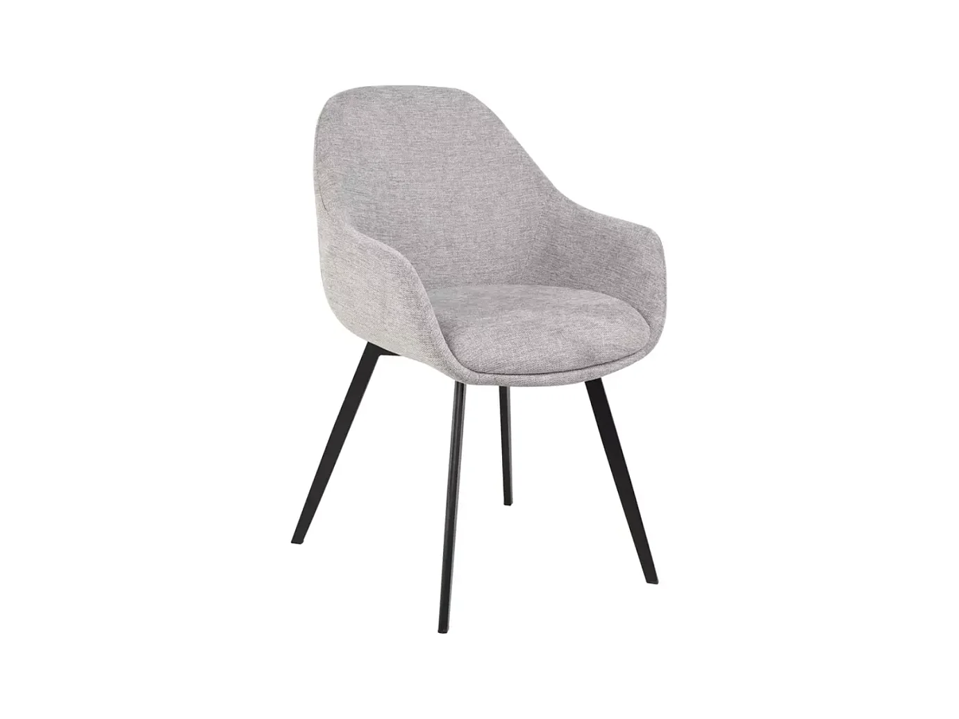 Chaise tissu en gris avec accoudoirs et piètement noir mat style moderne VEERON