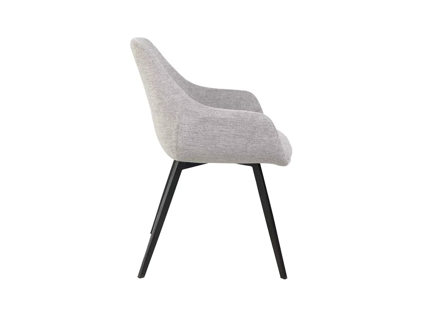 Chaise tissu en gris avec accoudoirs et piètement noir mat style moderne VEERON