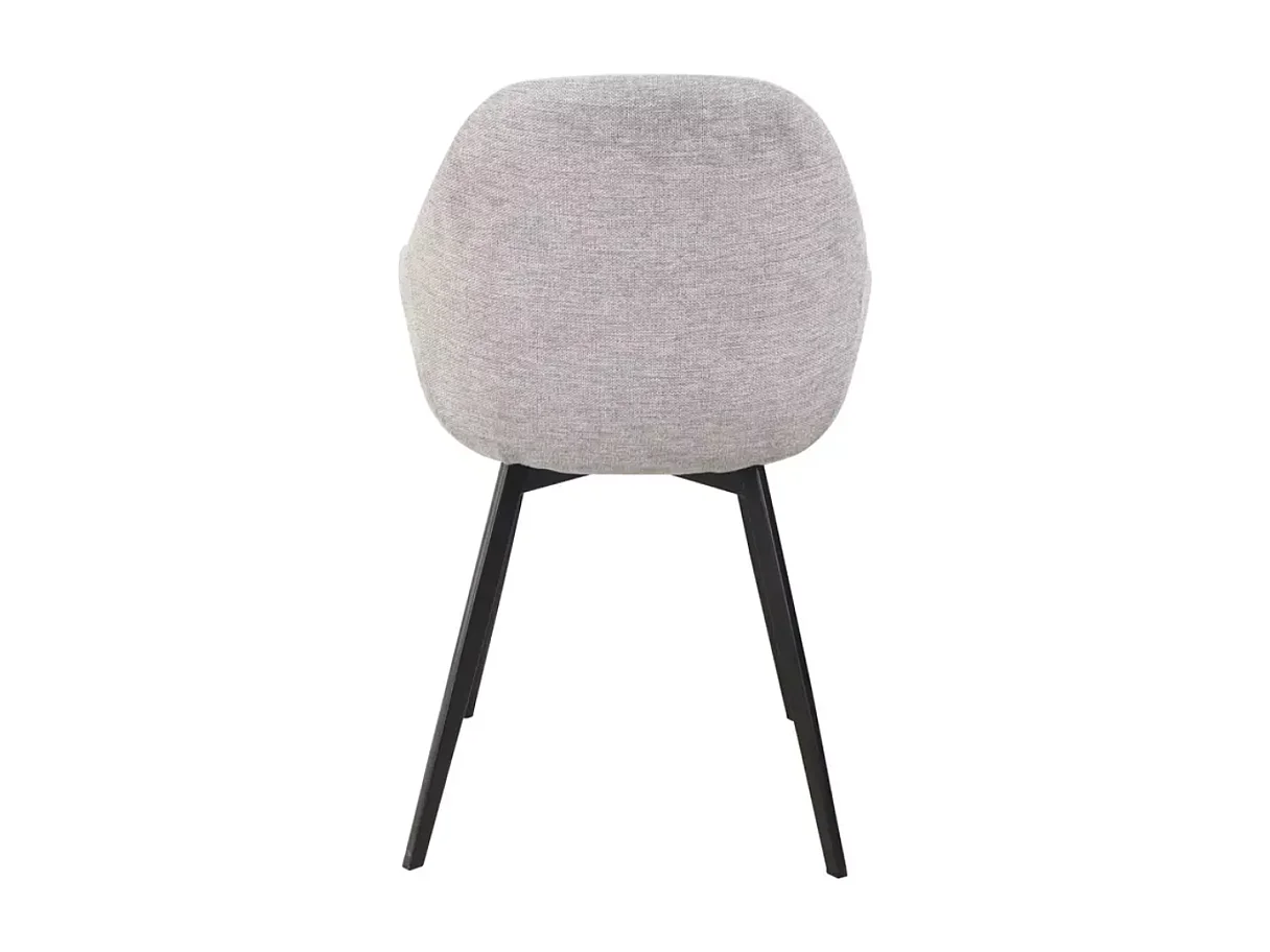 Chaise tissu en gris avec accoudoirs et piètement noir mat style moderne VEERON