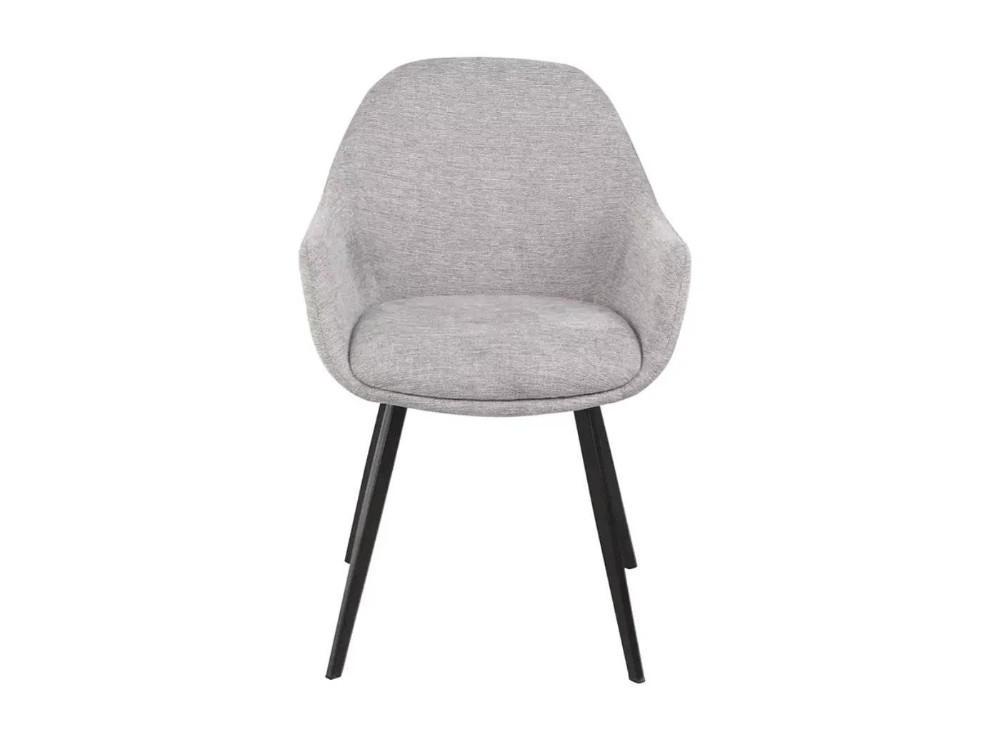 Chaise tissu en gris avec accoudoirs et piètement noir mat style moderne VEERON