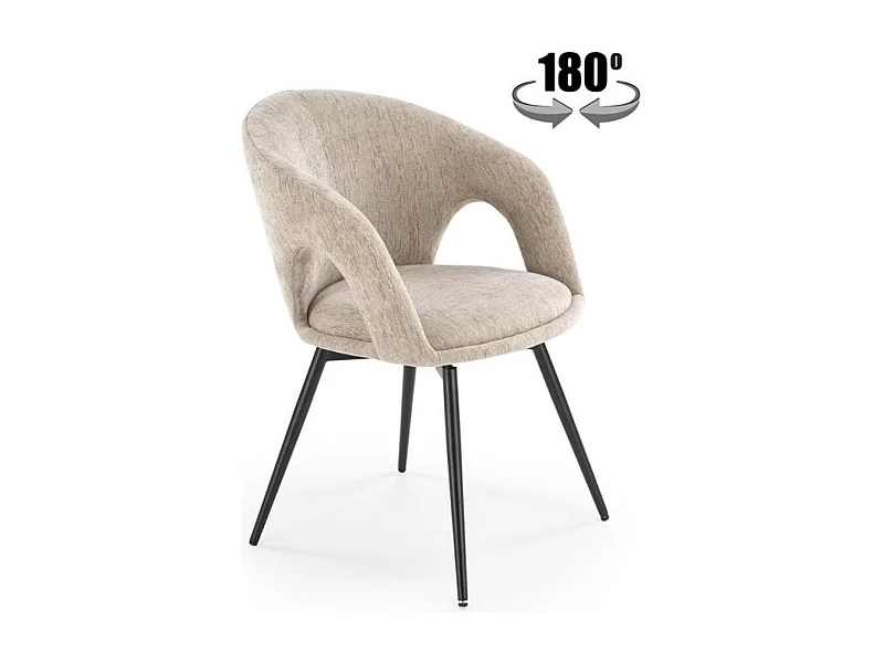 Chaise pivotante design en tissu beige Melaine