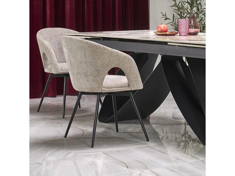 Chaise pivotante design en tissu beige Melaine