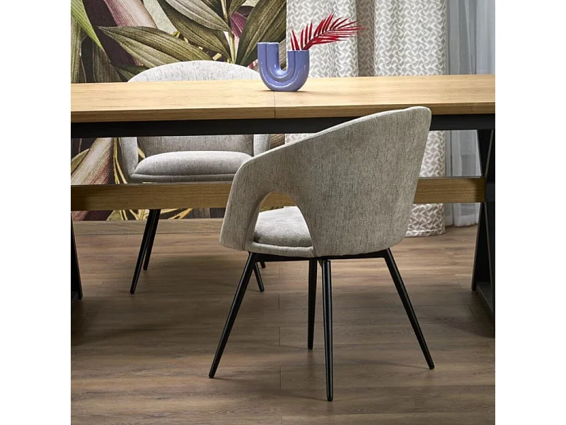 Chaise pivotante design en tissu beige Melaine