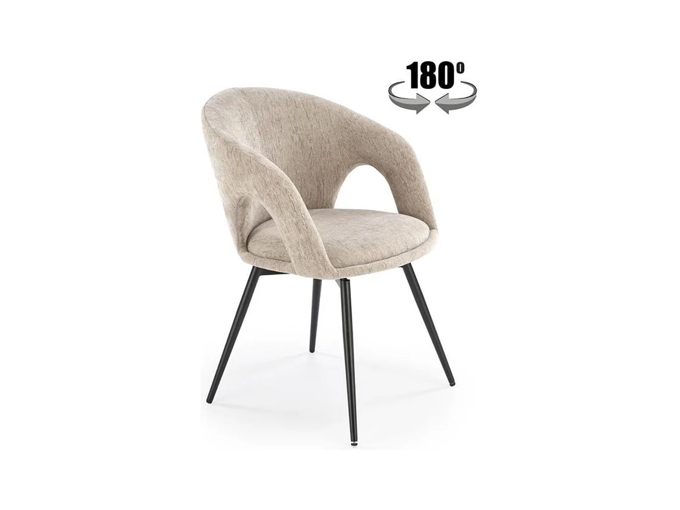 Sedia girevole di design in tessuto beige Melaine