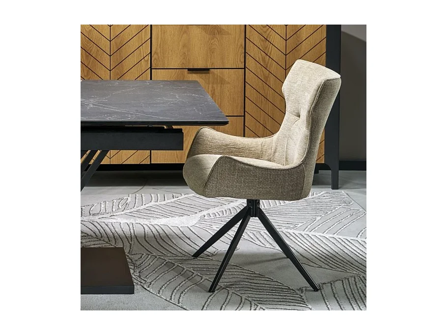 Chaise de salle à manger design en tissu beige BEATRIX