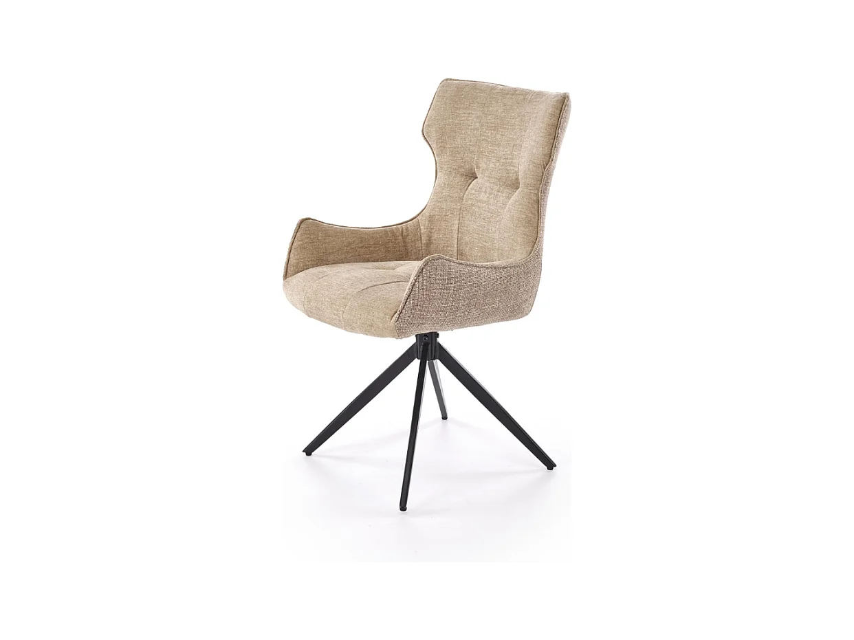 Chaise de salle à manger design en tissu beige BEATRIX