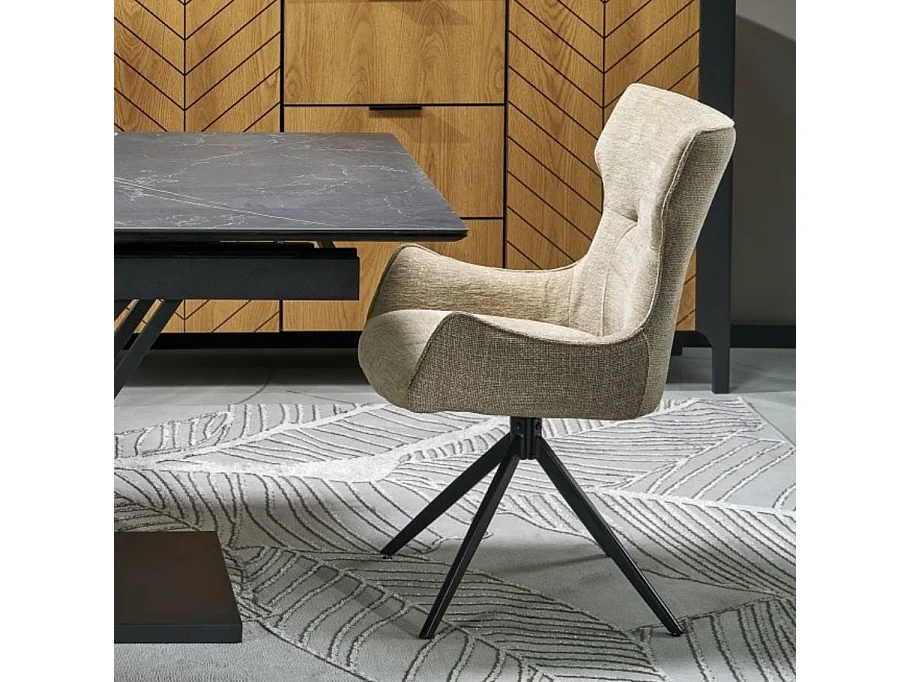 Chaise de salle à manger design en tissu beige BEATRIX