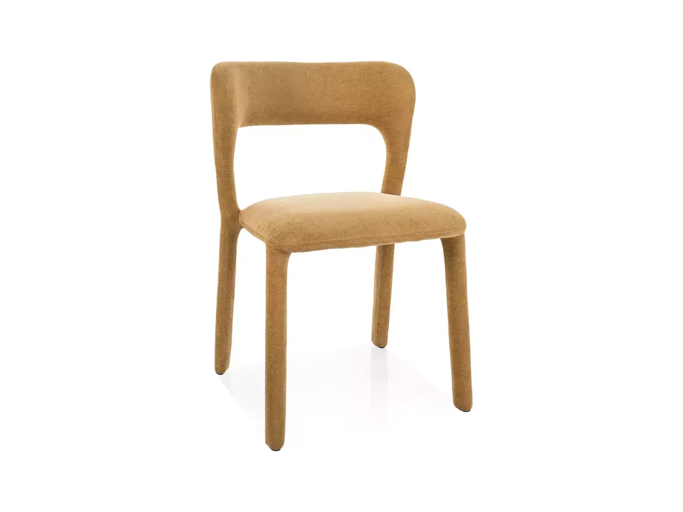 Chaise en tissu olive intégral, assise confortable et lignes douces contemporaine VINIO