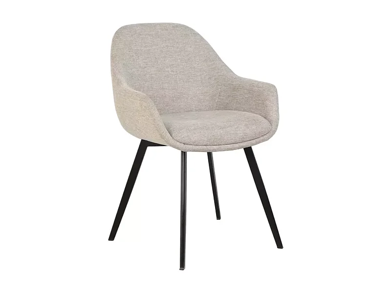 Chaise tissu en beige avec accoudoirs et pieds métal noir mat design VEERON