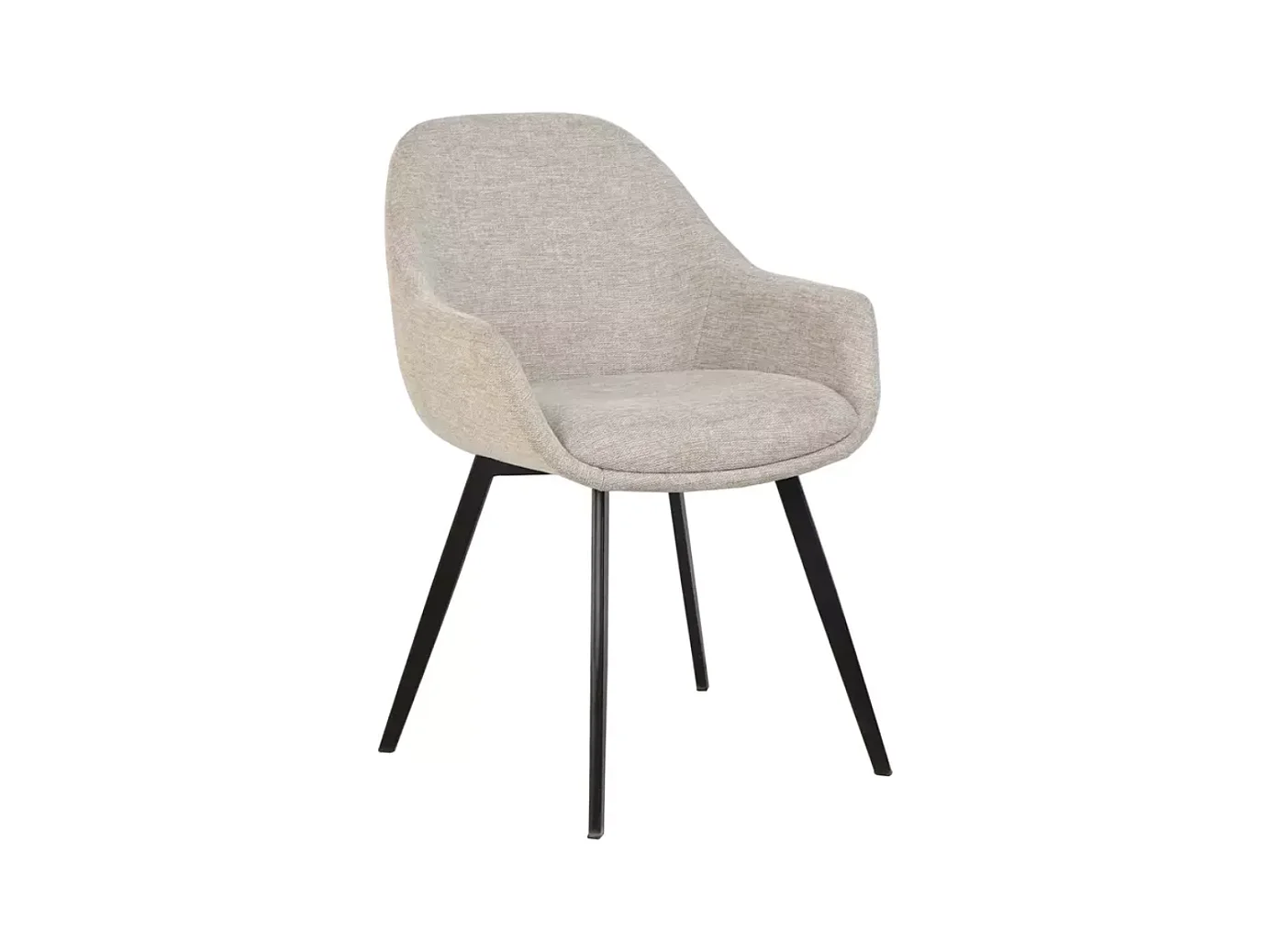 Chaise tissu en beige avec accoudoirs et pieds métal noir mat design VEERON