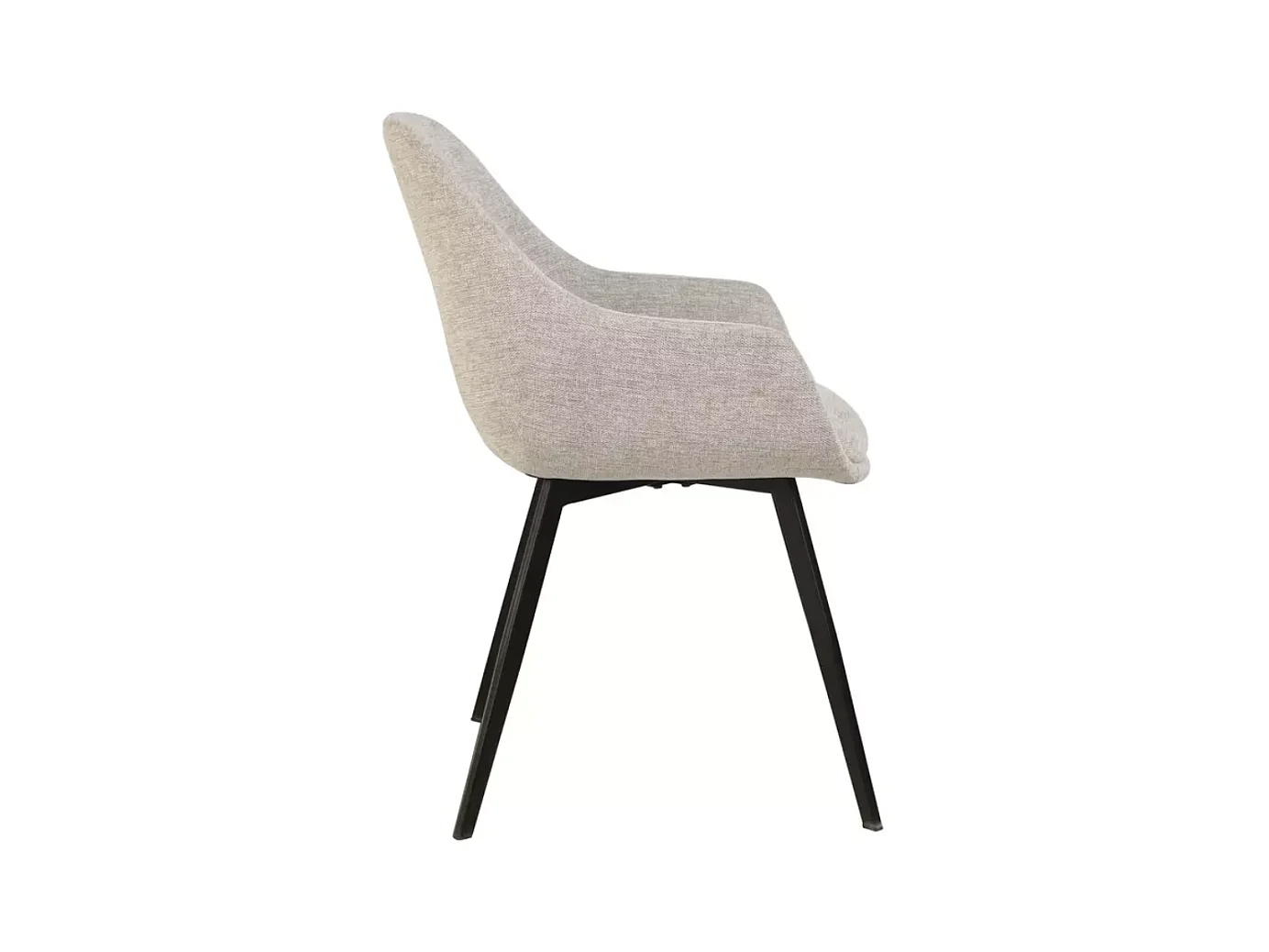 Chaise tissu en beige avec accoudoirs et pieds métal noir mat design VEERON