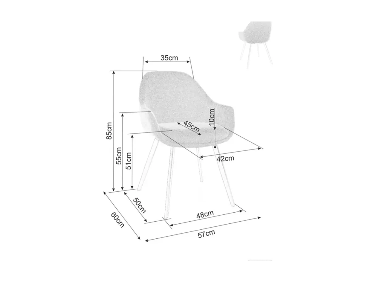 Chaise tissu en beige avec accoudoirs et pieds métal noir mat design VEERON