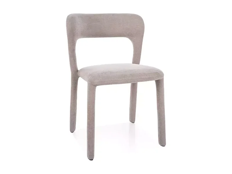 Chaise design en tissu beige entièrement recouverte, assise moelleuse VINIO