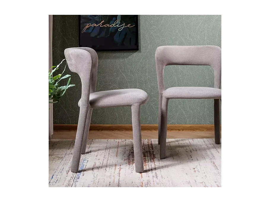 Chaise design recouverte entièrement de tissu gris VINIO