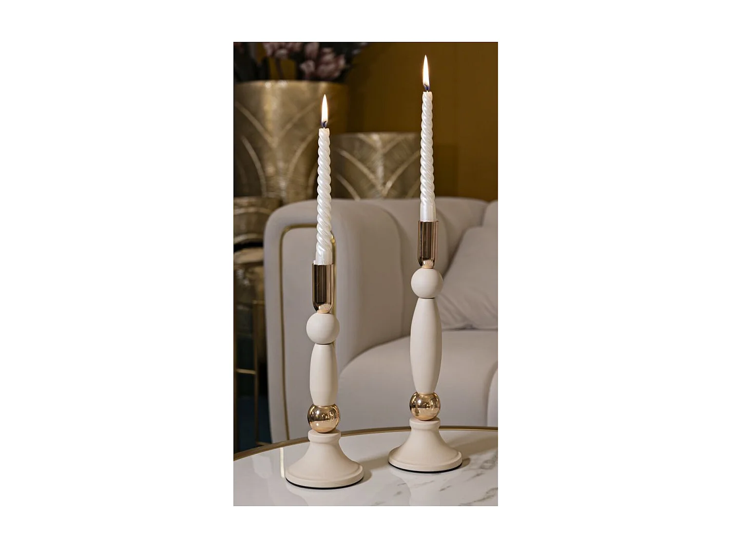 Bougeoir MF941, Beige, 9,5x9,5x30 cm, Seven Design