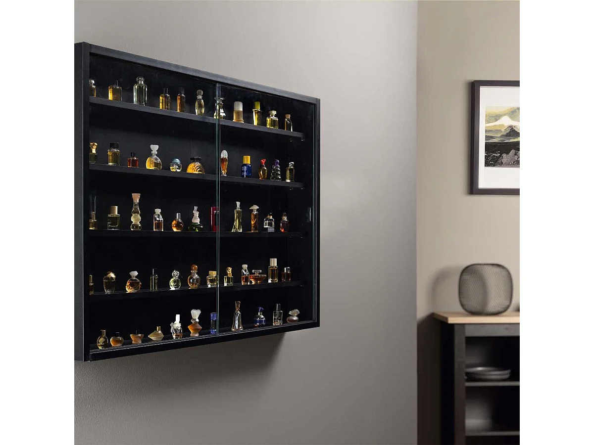 Vitrine Murale 5 Compartiments Noire - COLLECT