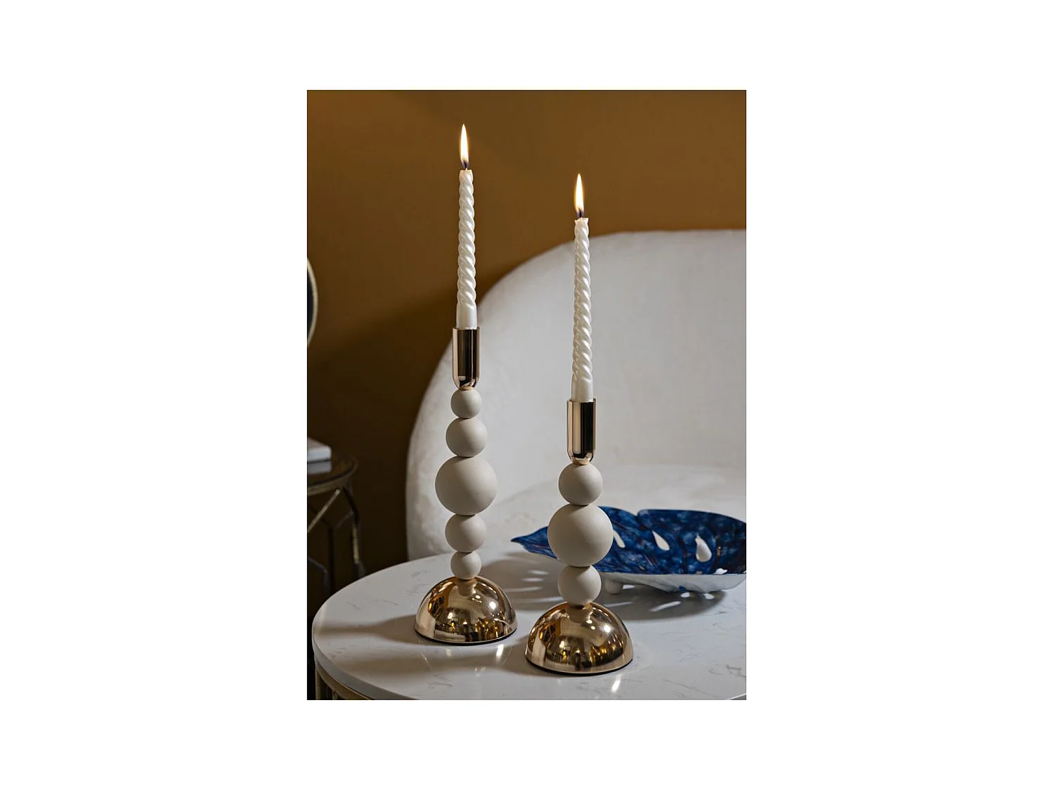 Bougeoir MF935, Beige, 10x10x29,5 cm, Epikasa