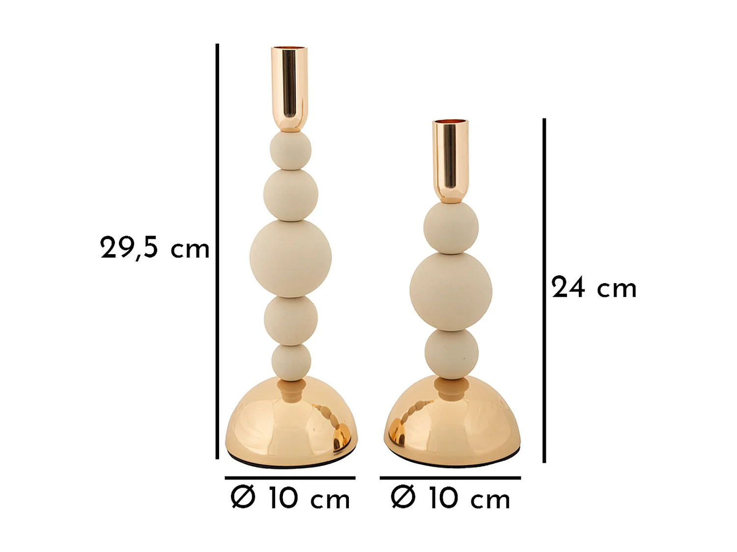 Portavelas MF935, Beige, 10x10x29,5 cm, Seven Design