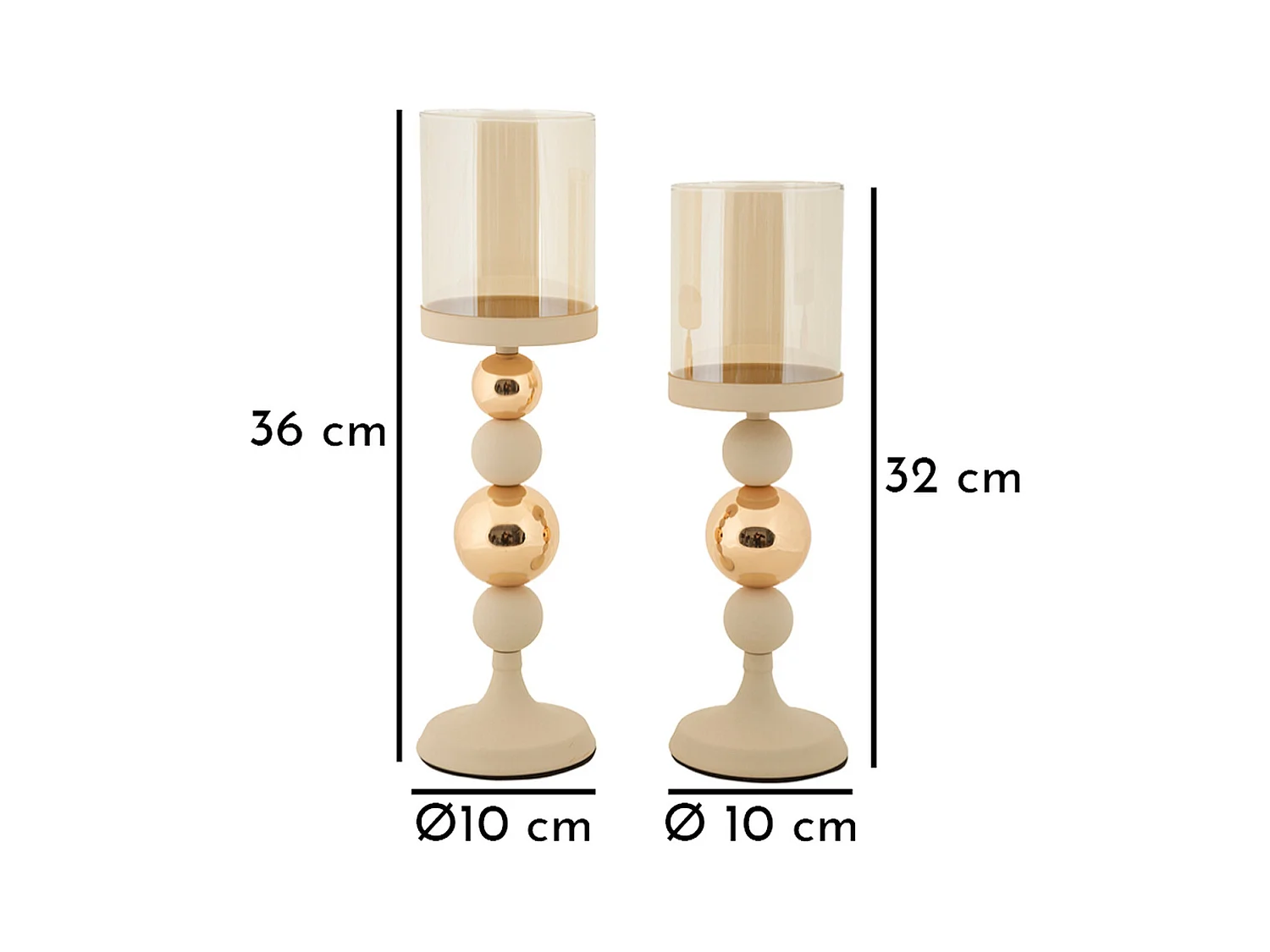 Suporte de Velas MF937, Bege, 10x10x36 cm, Epikasa