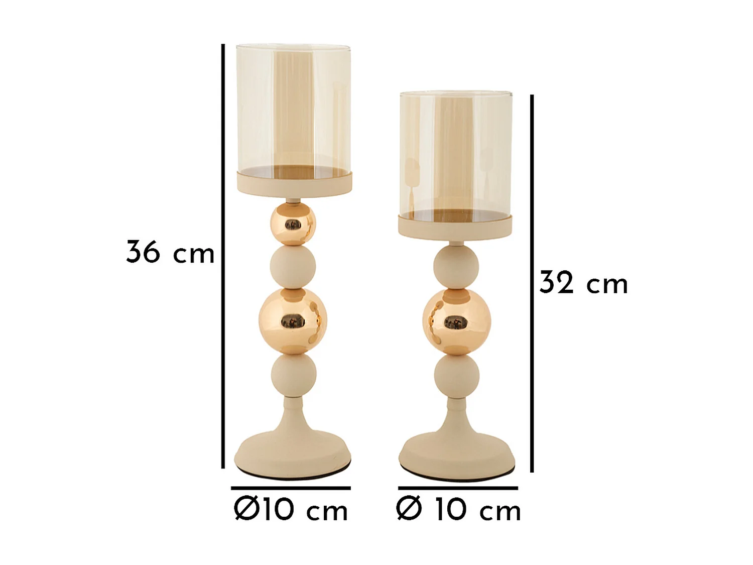 Świecznik MF937, Beżowy, 10x10x36 cm, Seven Design