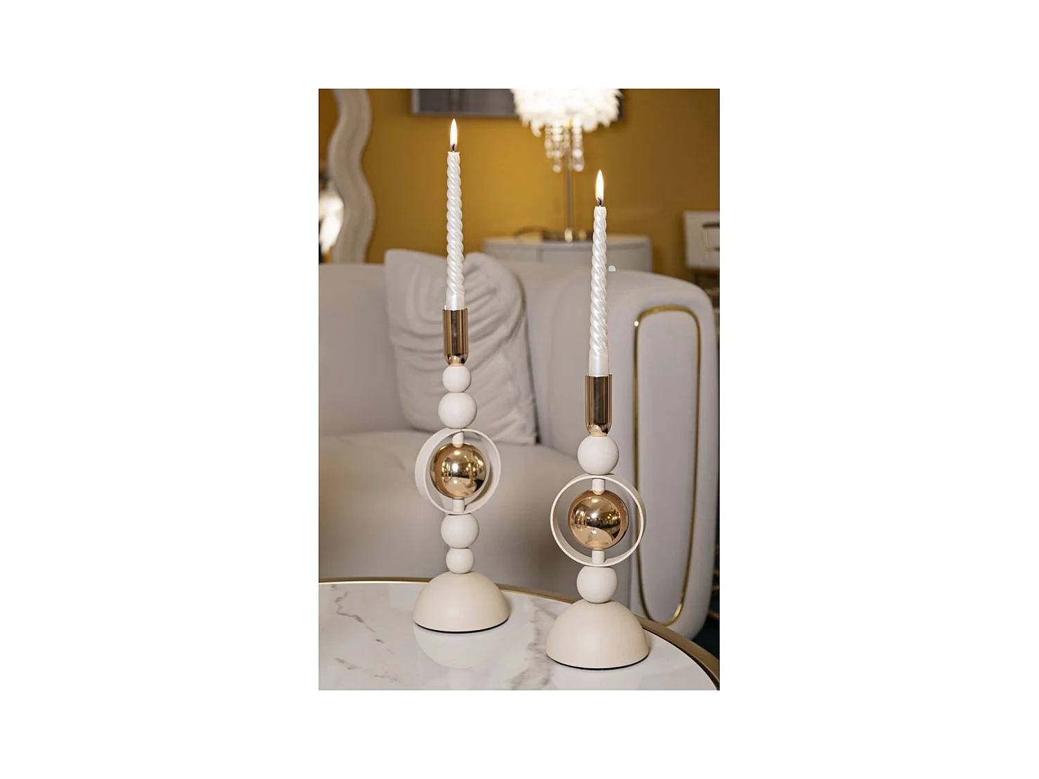 Bougeoir MF927, Beige, 10x10x33 cm, Epikasa