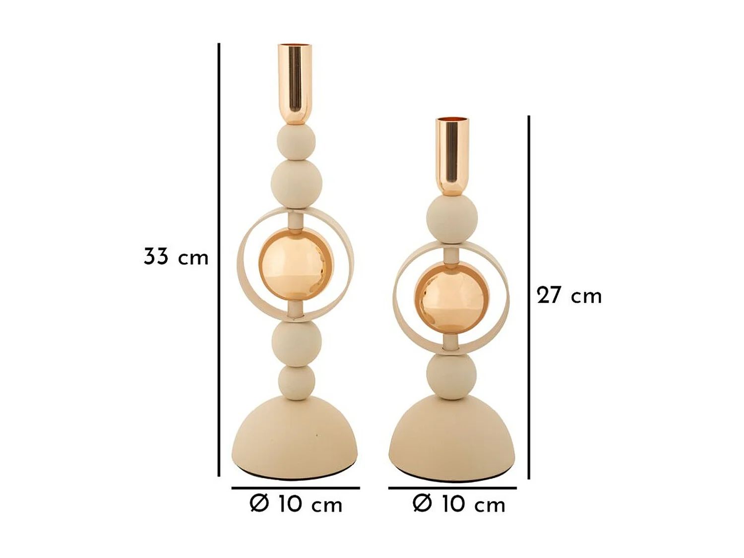 Świecznik MF927, Beżowy, 10x10x33 cm, Seven Design