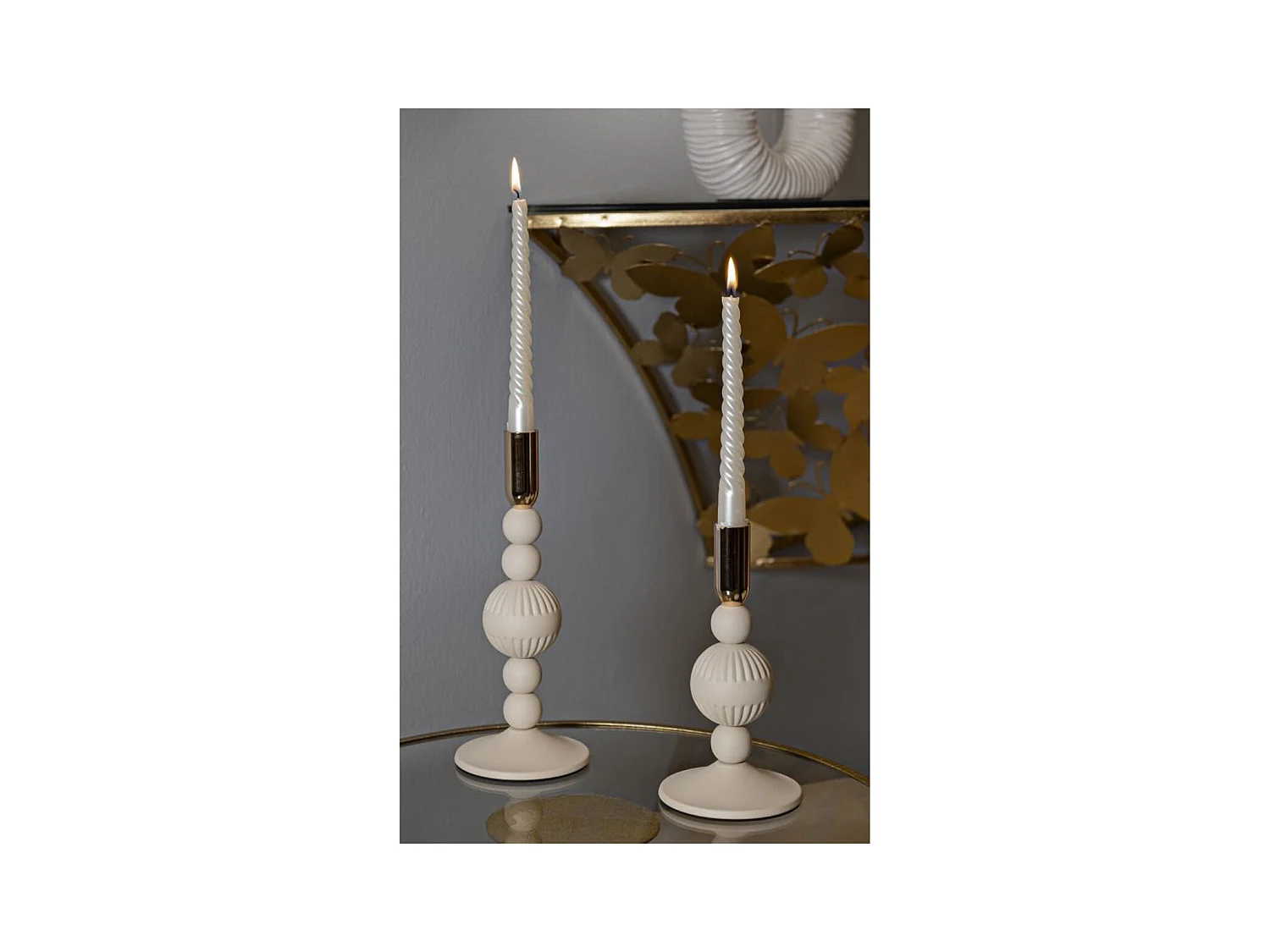 Bougeoir MF931, Beige, 10x10x25,5 cm, Epikasa