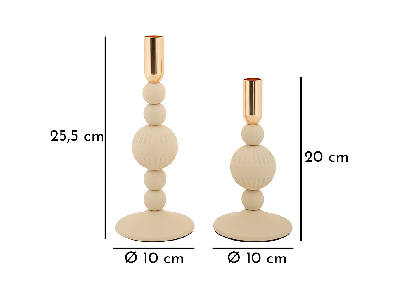 Bougeoir MF931, Beige, 10x10x25,5 cm, Epikasa