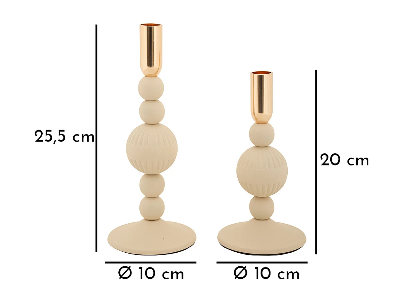 Świecznik MF931, Beżowy, 10x10x25,5 cm, Seven Design