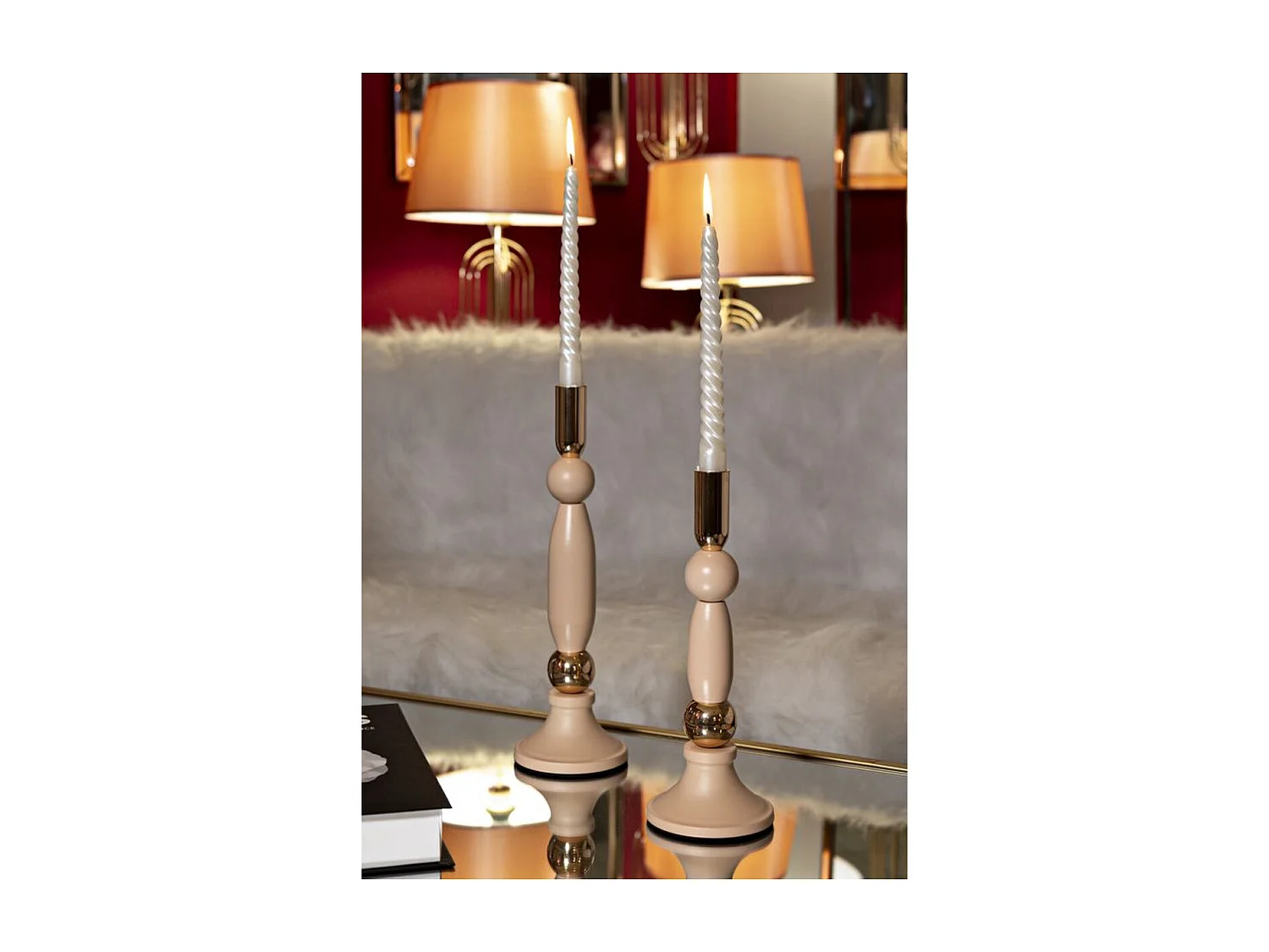 Portavelas MF942, Oro, 9,5x9,5x30 cm, Seven Design