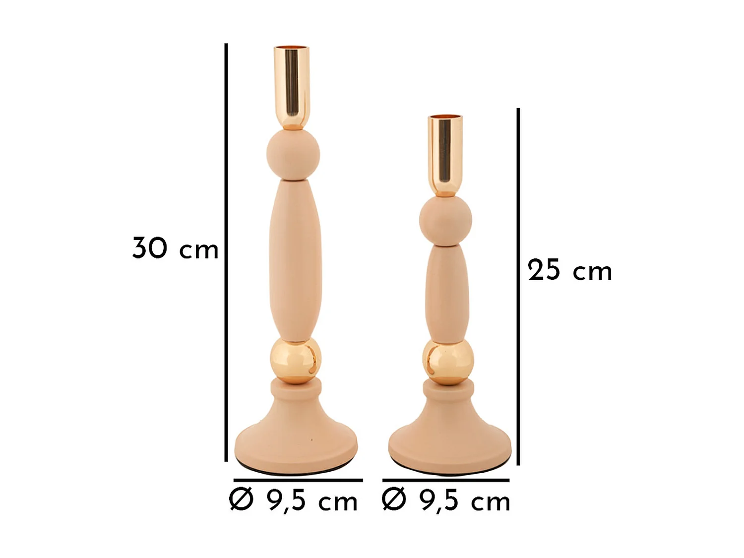 Portavelas MF942, Oro, 9,5x9,5x30 cm, Seven Design