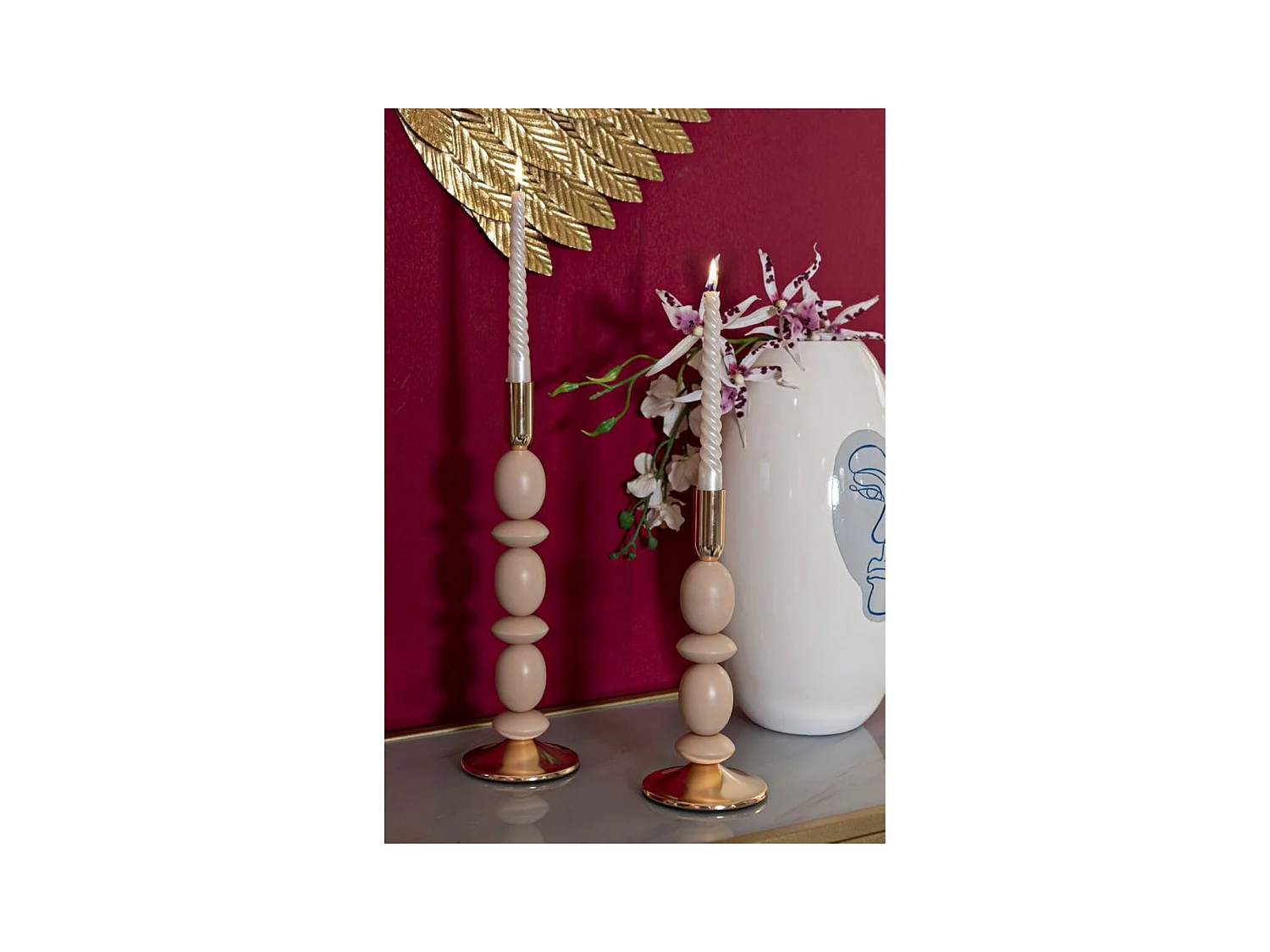 Bougeoir MF930, Or, 10x10x33,5 cm, Epikasa