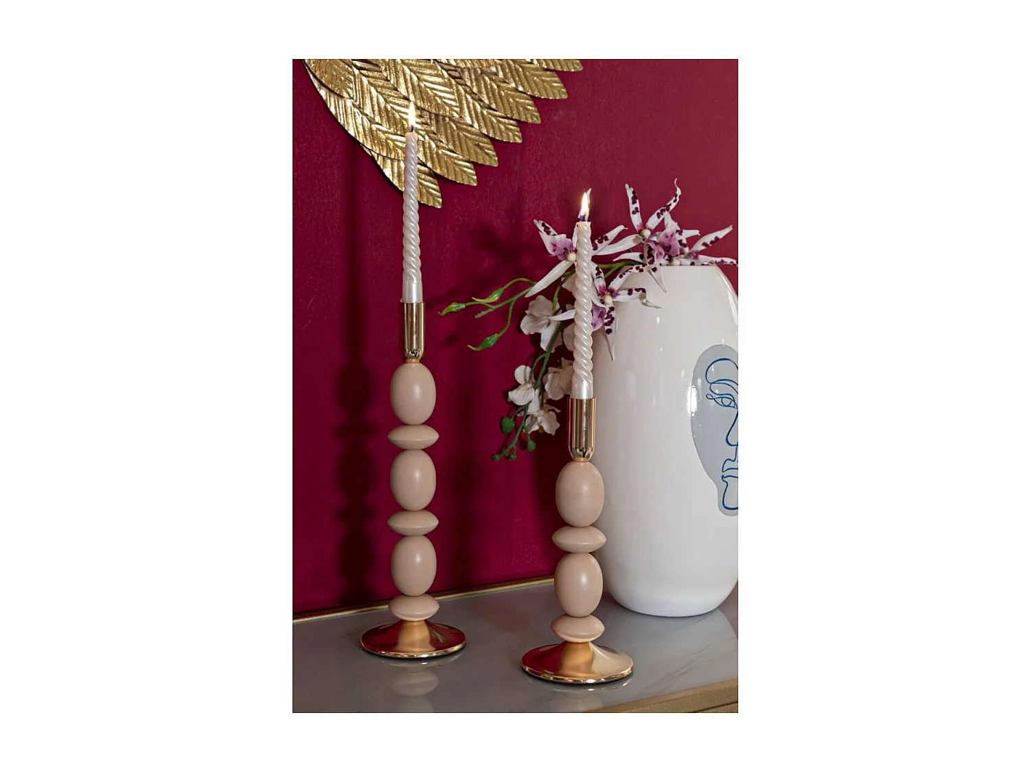 Świecznik MF930, Złoto, 10x10x33,5 cm, Seven Design