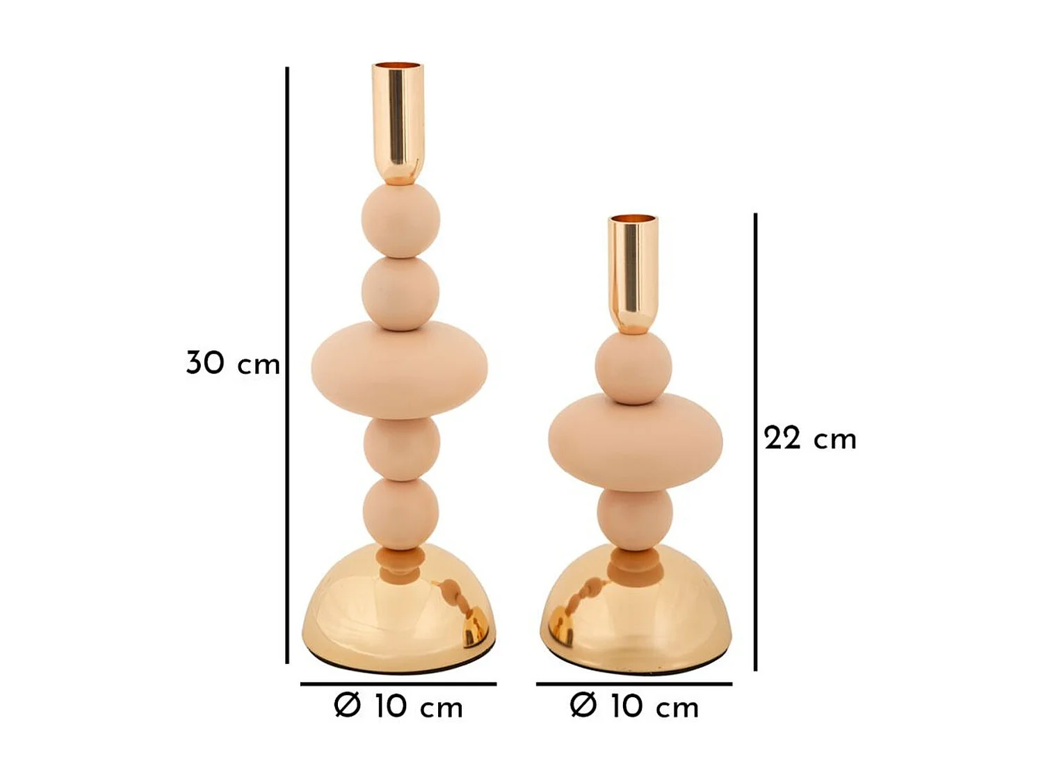 Świecznik MF926, Złoto, 10x10x30 cm, Seven Design