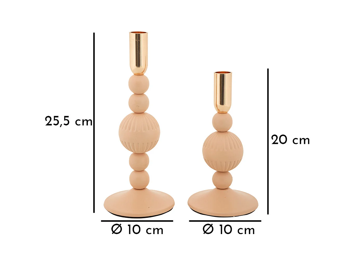 Bougeoir MF932, Or, 10x10x25,5 cm, Epikasa