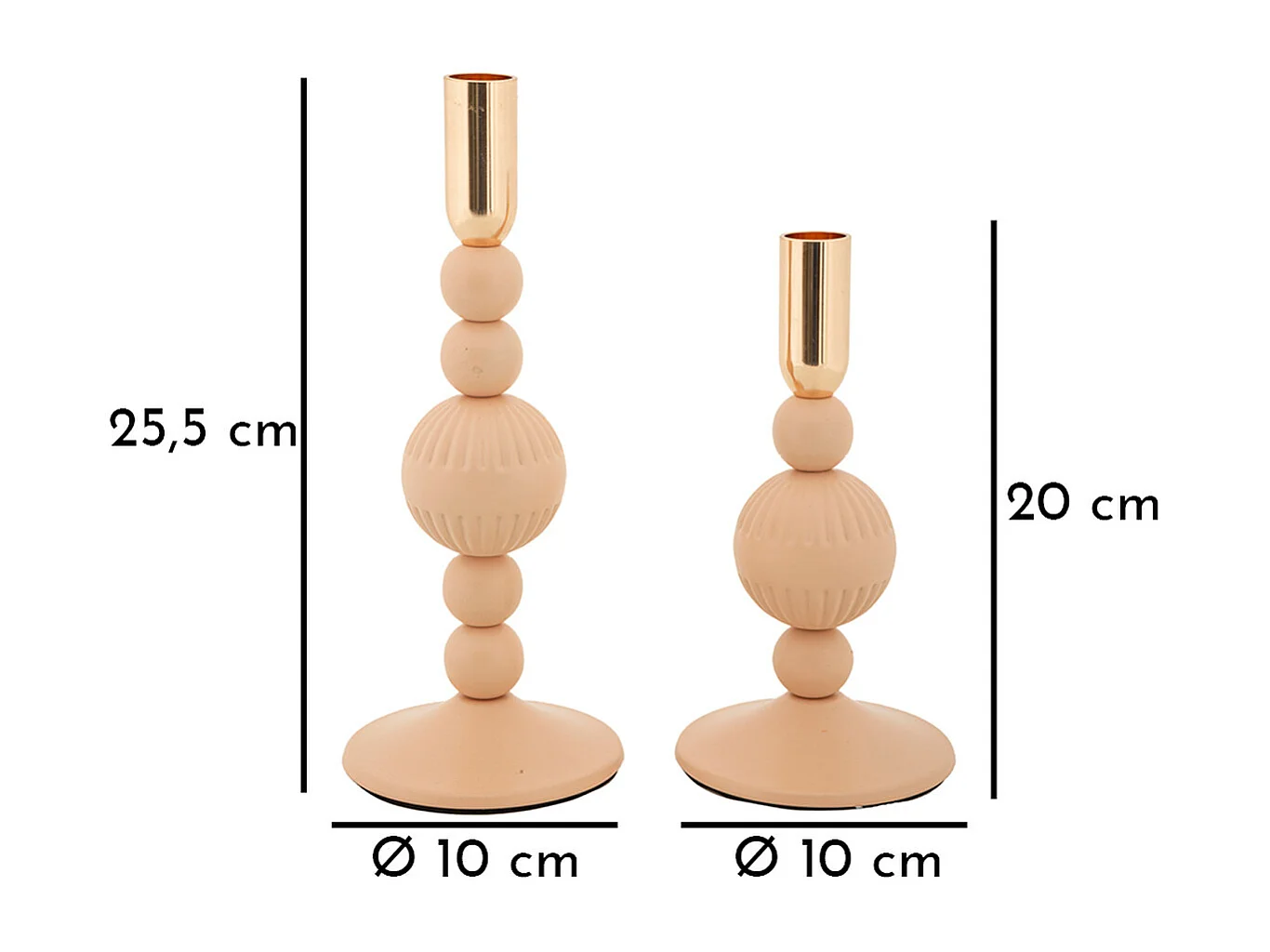 Kaarsenhouder MF932, Goud, 10x10x25,5 cm, Seven Design