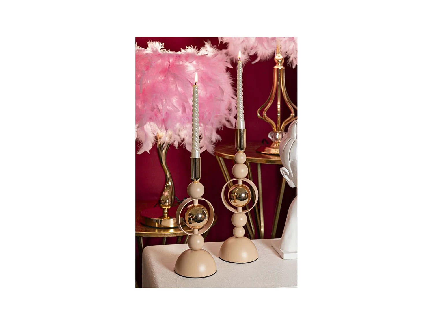 Bougeoir MF928, Or, 10x10x33 cm, Epikasa