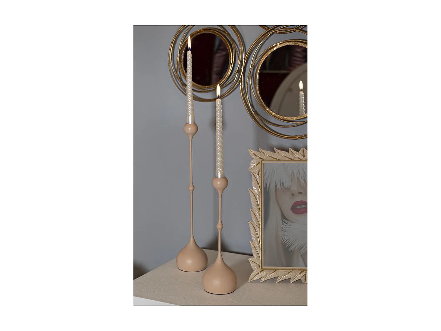 Bougeoir MF940, Or, 8x8x37 cm, Seven Design