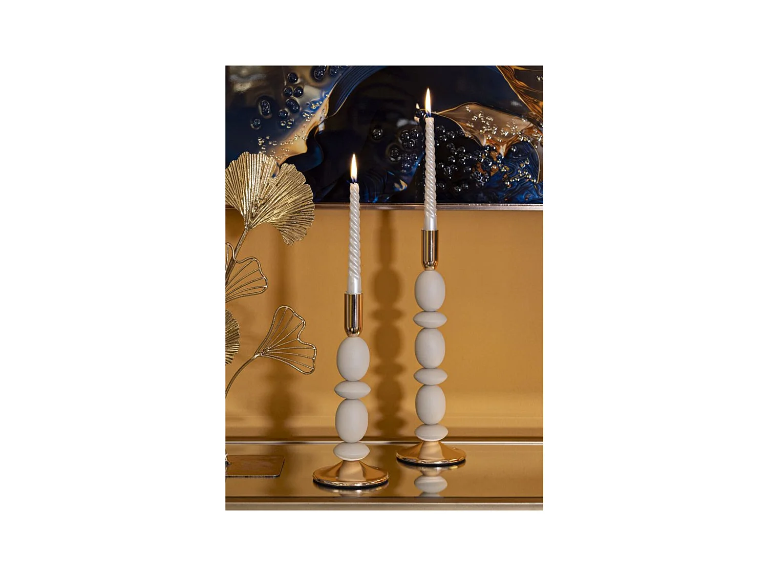 Kaarsenhouder MF929, Beige, 10x10x33,5 cm, Epikasa