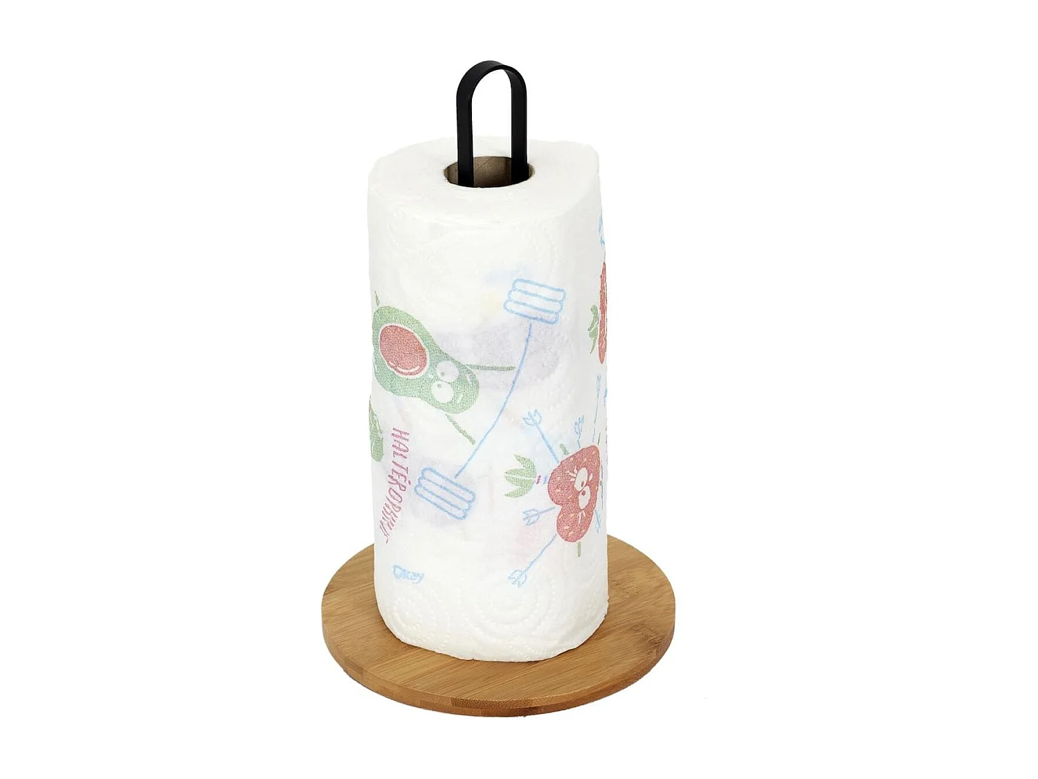 Support pour rouleau d'essuie tout en bambou et métal