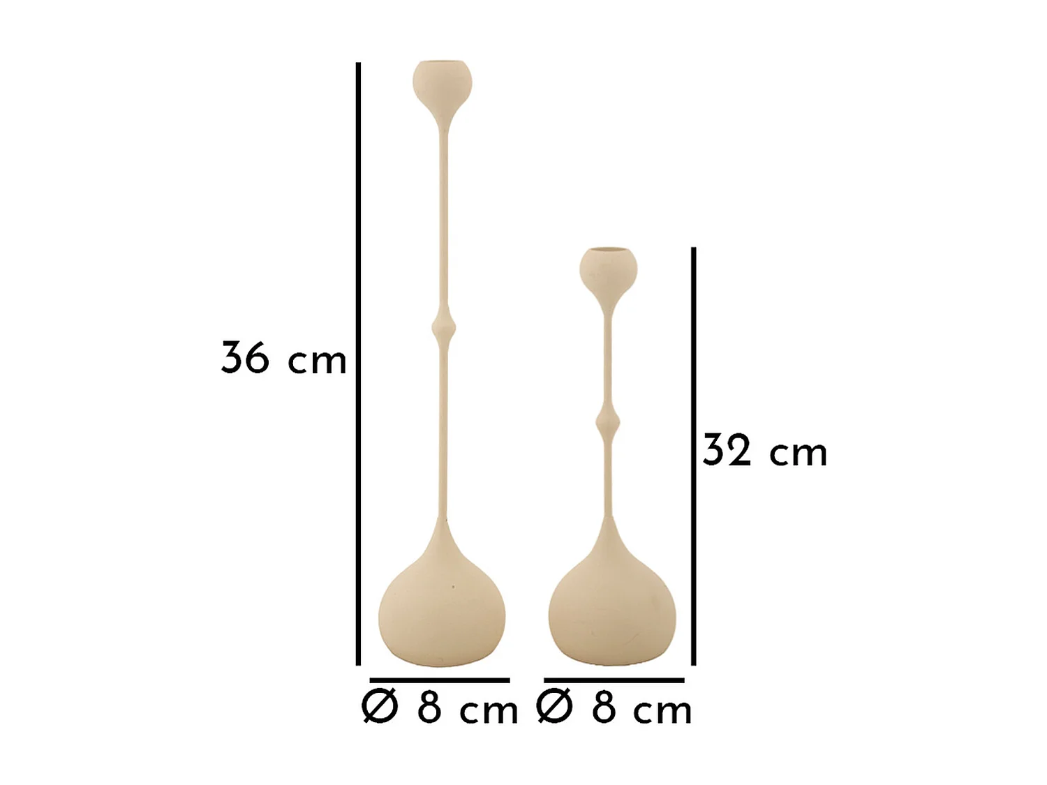 Świecznik MF939, Beżowy, 8x8x37 cm, Seven Design