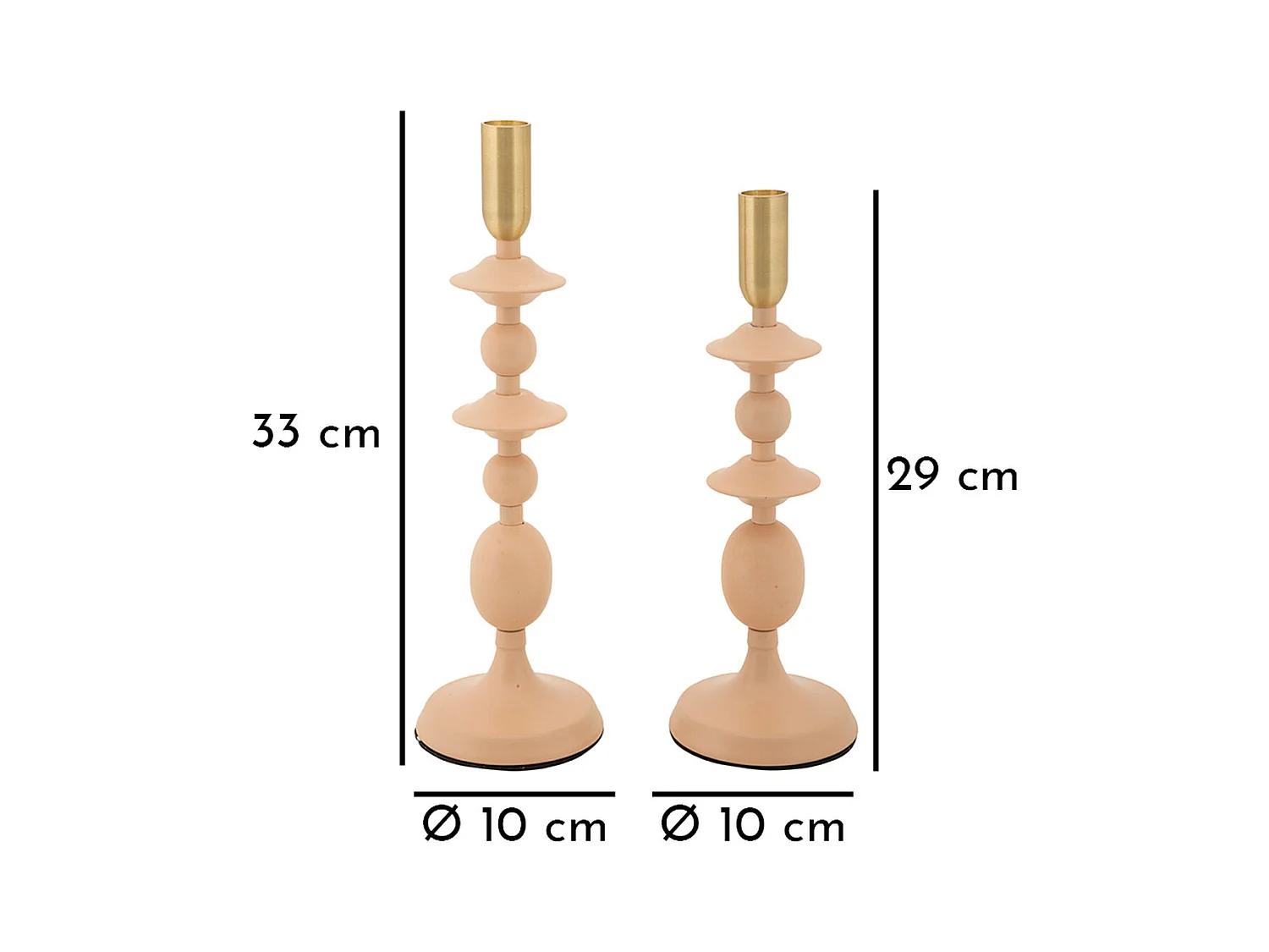 Bougeoir MF934, Or, 10x10x33 cm, Epikasa