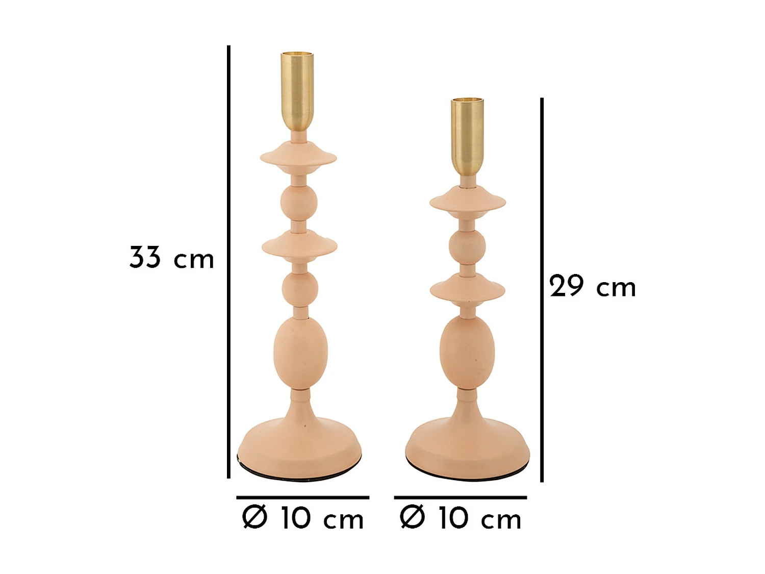 Bougeoir MF934, Or, 10x10x33 cm, Seven Design
